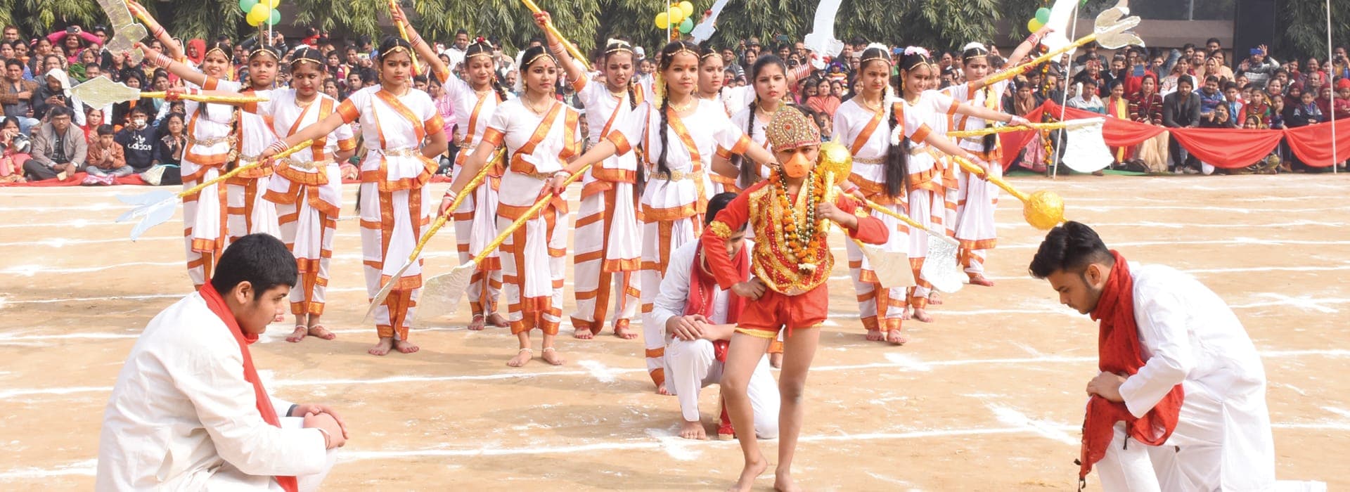 Students performing a mythological dance drama at Srijan