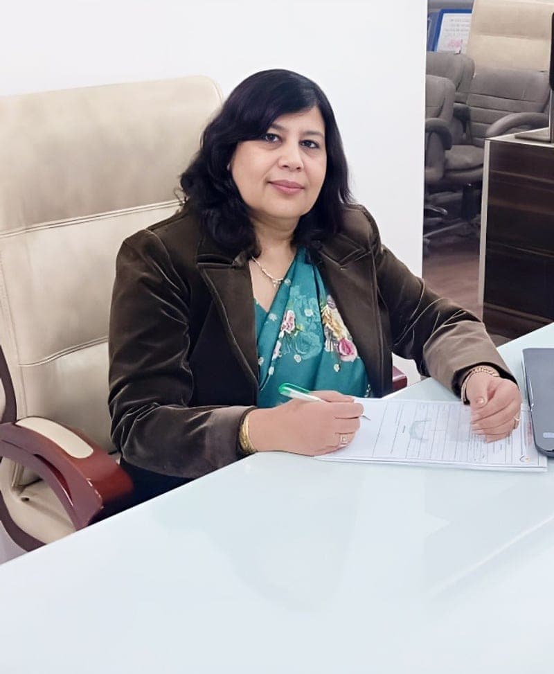 Ms. Mamta Giri, Principal of St. Giri Public School, at her desk